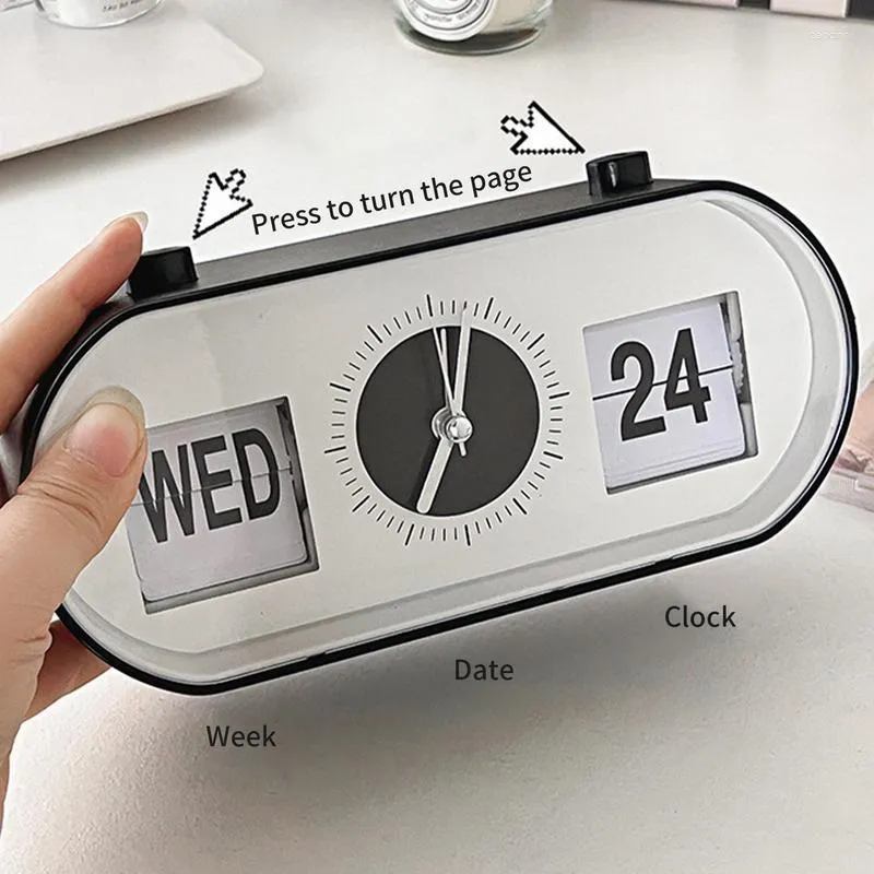 Table Clocks Creative Bedrooms Alarm Clock Fun Flip Mechanical Desktop Digital Calendar Retro Desk Home Decor