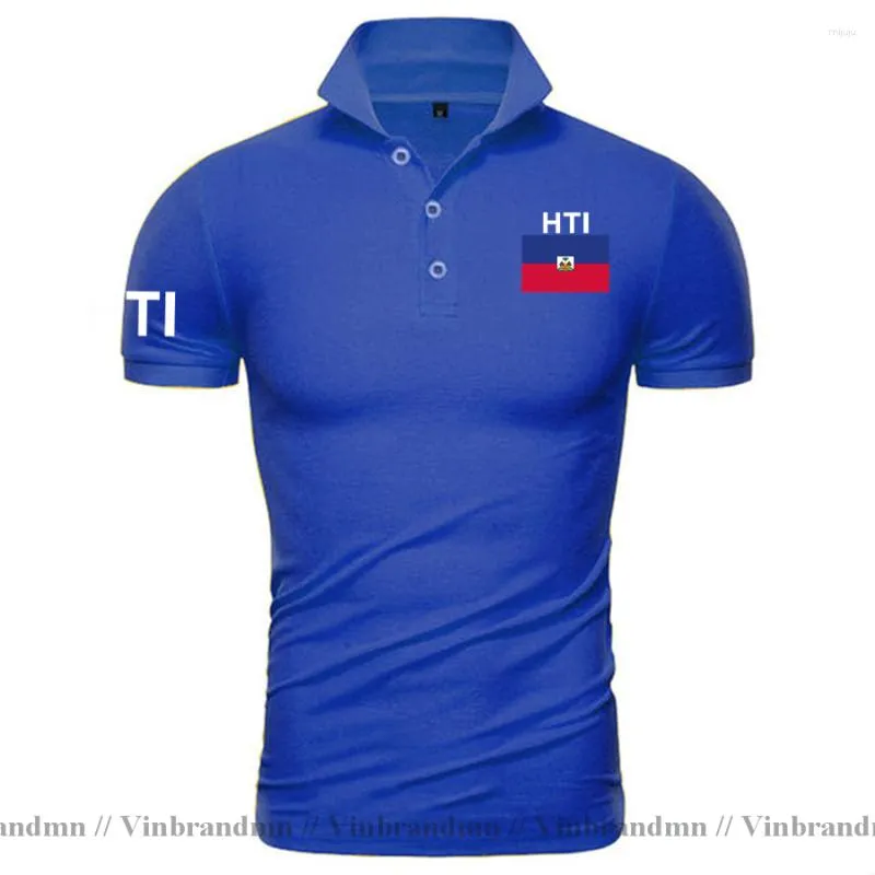 Męskie koszule haiti haitian polo koszulę mężczyzn z krótkim rękawem Bawełniane drukowane na country 2023 Nation Team Flag Flag Hayti Ayiti