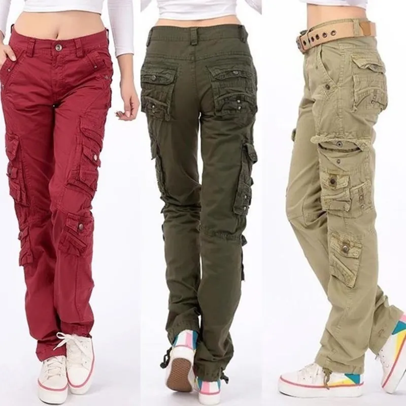 Pantalons pour femmes s Pantalon de camouflage militaire Armée taille haute ample Pantalon multi-poches Pantalon en coton polyvalent pour dames Street Jogger pantalon de survêtement 230718