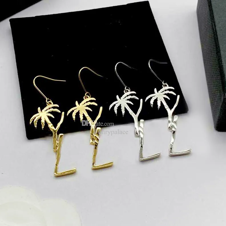 Women Stud Earrings Designer Jewelry Palm Tree Dangle Pendant 925 Silver Earring Y Party Studs Gold Hoops Engagement