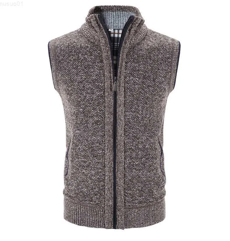 Maglioni da uomo Autunno Inverno Maglione Gilet Uomo Spessore Caldo Cardigan senza maniche Cappotto Gilet lavorato a maglia Capispalla Cerniera Maglione Maglione Giacca Uomo Gilet L230719