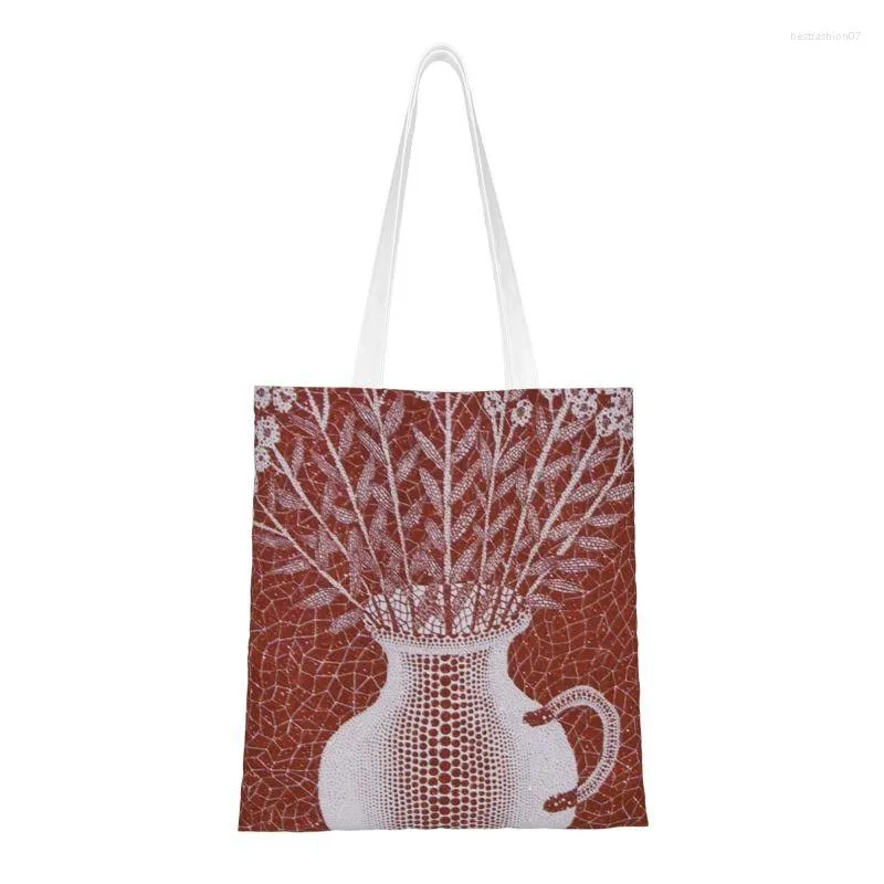 Torby na zakupy niestandardowe Yayoi Kusama Canvas Women Portable Groceries Flower in Pot Tote Shopper