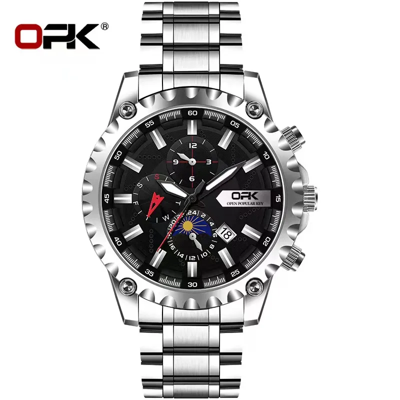 OPK Men's Quartz Watch Cool Glow Calendar Waterproof Men's Watch 42mm