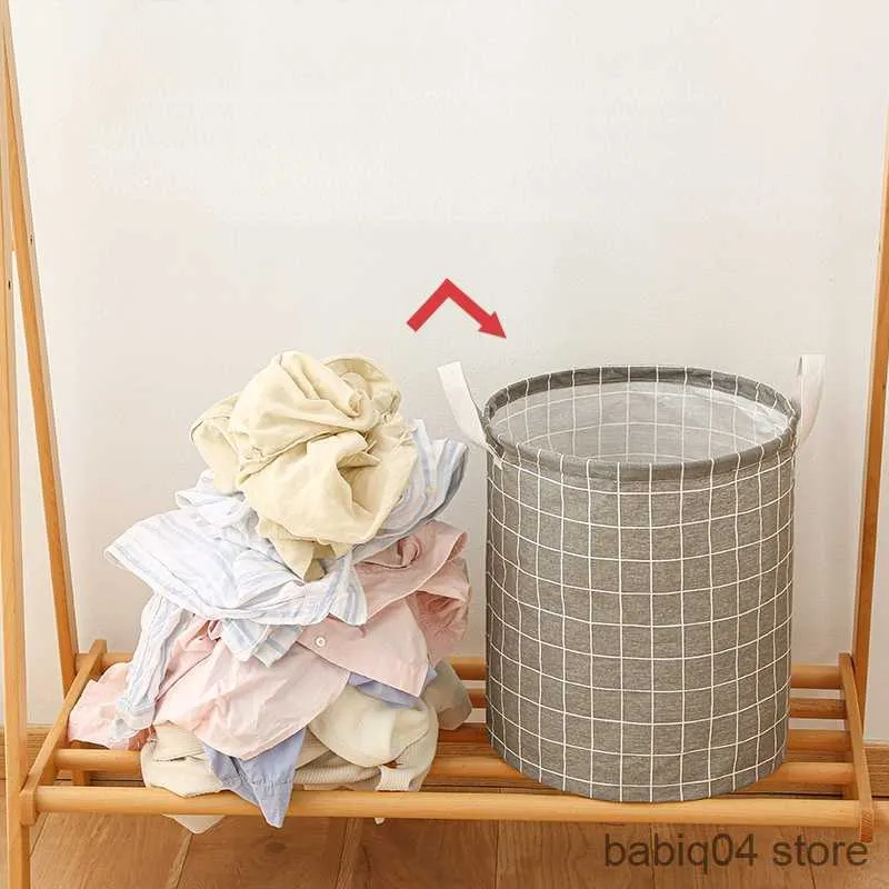 Storage Baskets Foldable Laundry Basket Large Capacity Round Dirty Clothes Storage Bag Hamper Collapsible Homehold Toy Basket Bucket Organizer R230720