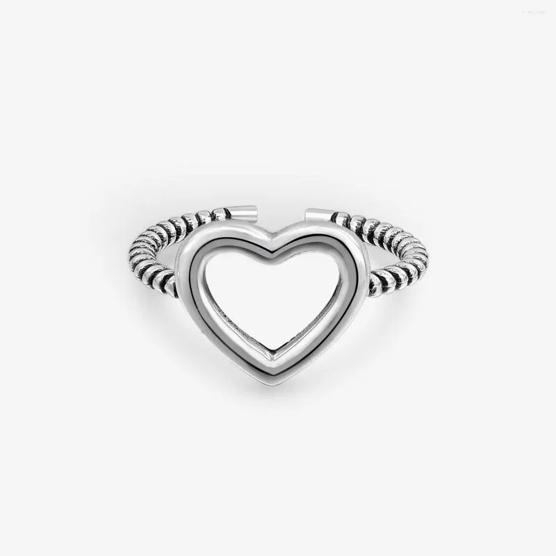 Cluster Rings Megin D S925 Sterling Silver Love Heart Simple Ins Vintage Boho For Women Girls Wedding Engagement Gift Jewelry