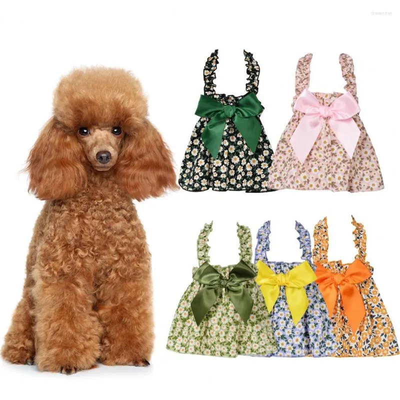 Hundkläder husdjur prinsessan klänning bowknot halter blommor mönster små medelstora hundar kjolar bröllopsklänningar kläder