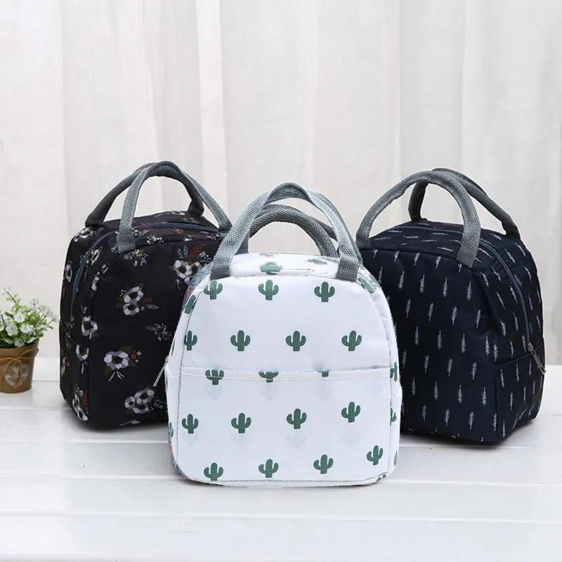 Storage Bags Lunch Bag Reusable Insulated Cooler Waterproof Cute Zipper For Women Men Pack Work Picnic Trave Food