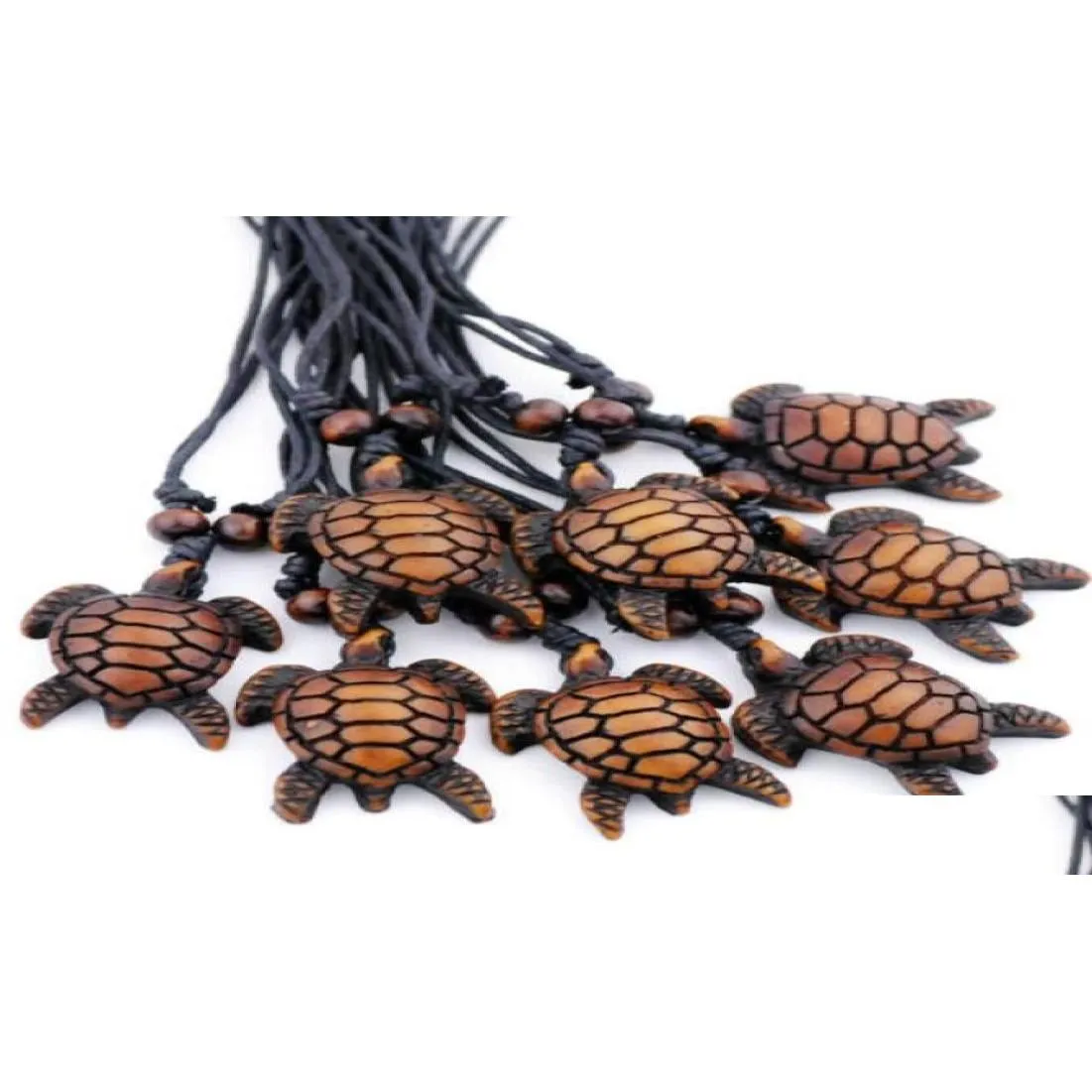 Pendant Necklaces Fashion Whole 12Pcslot Imitation Bone Carving Hawaiian Surfing Sea Turtles Necklace Lucky Gift Mn4748733897 Drop D Dhju3