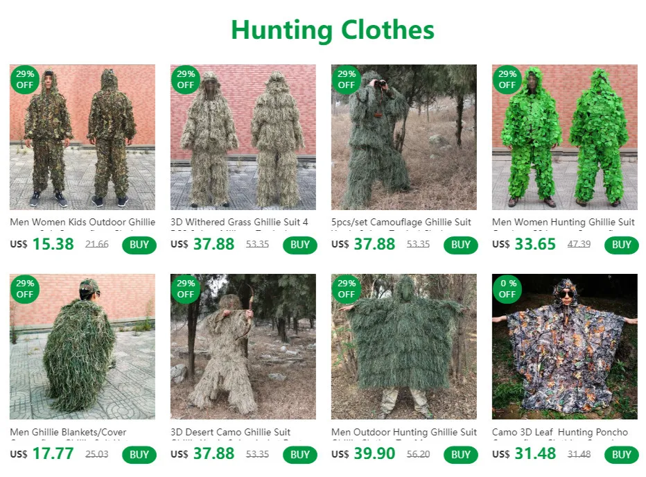 Tactical Camouflage Clothing 3D Withered Grass Ghillie Suit 5 PCS Sniper  Military Hunting Suit Army Hunting Clothes Birding Suit