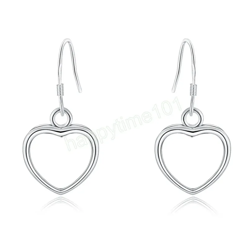 925 Sterling Silver Heart Drop Earrings For Woman Wedding Engagement Fashion Party Charm Jewelry