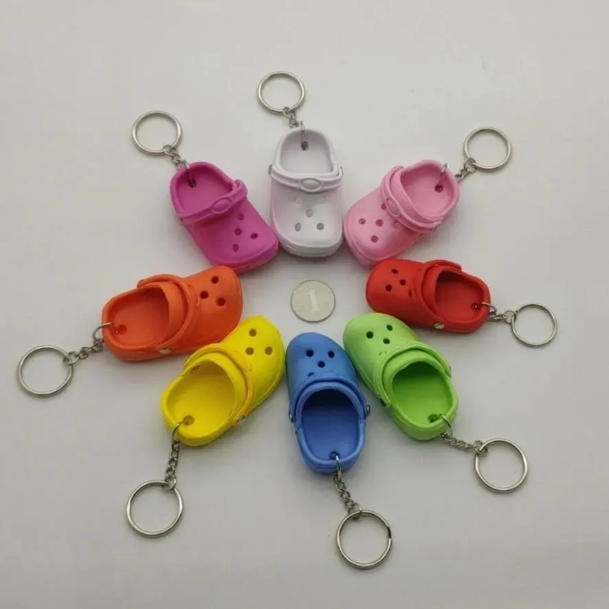 Schlüsselanhänger Schmuck Benutzerdefinierte 1 stück Nette 3D Mini Eva Strand Loch Little Croc Schuh Schlüsselbund Mädchen Geschenk Tasche Zubehör Decorat Bdehome O1