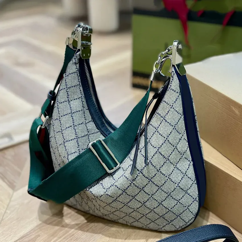 Women s Canvas Leather Hobo Half Moon Croissant Designer Bags Old Flower Vintage Fashion Luxury Clutch Handbags Tote Crossbody Purses