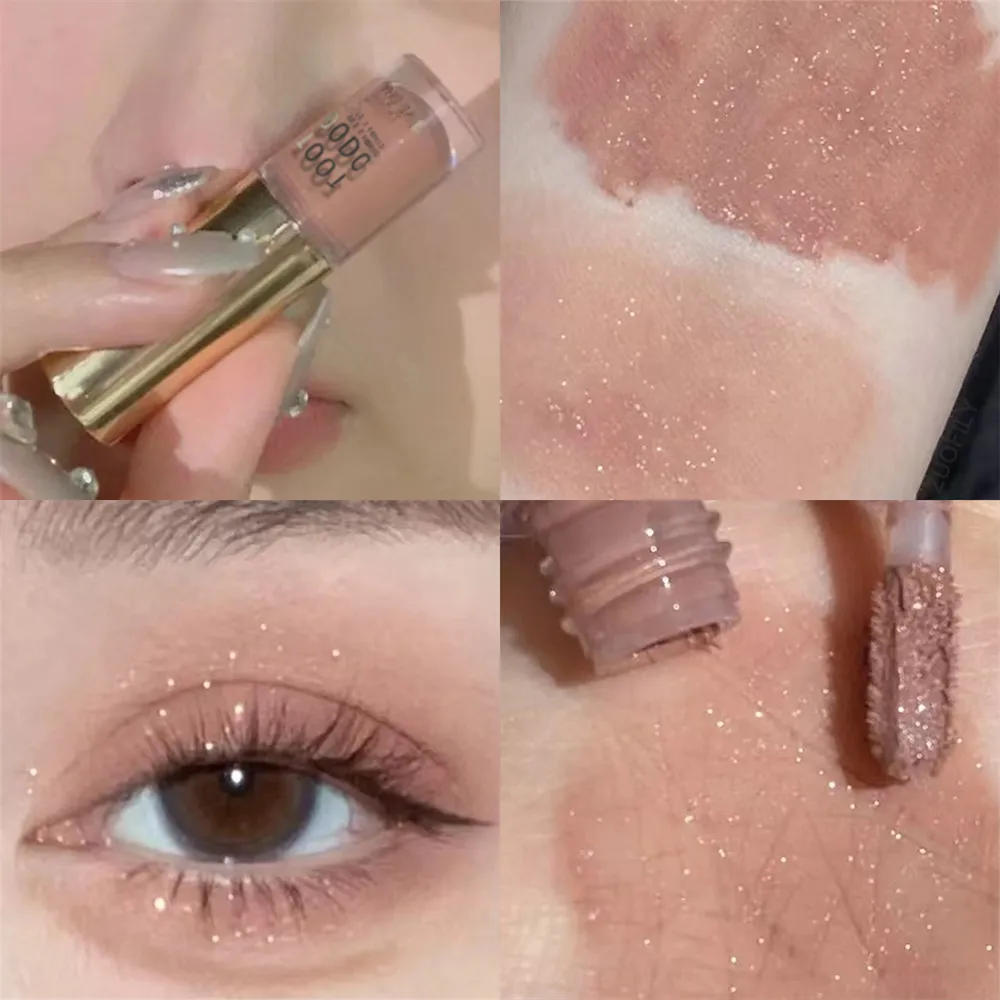 Glitter flytande ögonskuggor 6 färgkontur smink varar matt naturlig kind kontur rodnad pigment mjölk kaffe skugga kosmetika