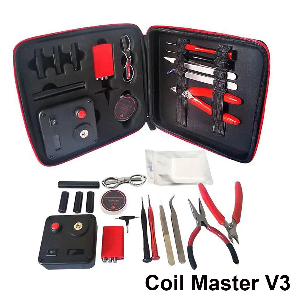 Coil Jig Master V3 Kit d'outils RDA Réservoir Bobine Rolling Bag DIY Coton Outil 521 Mini Ohm Meter Device Rebuild