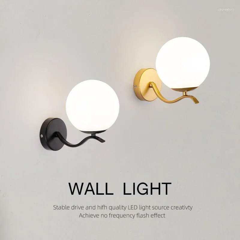 Vägglampor glas bolllampa modern minimalistiska vardagsrummet metall mode sängen ljus sovrum dekor fixturer belysning