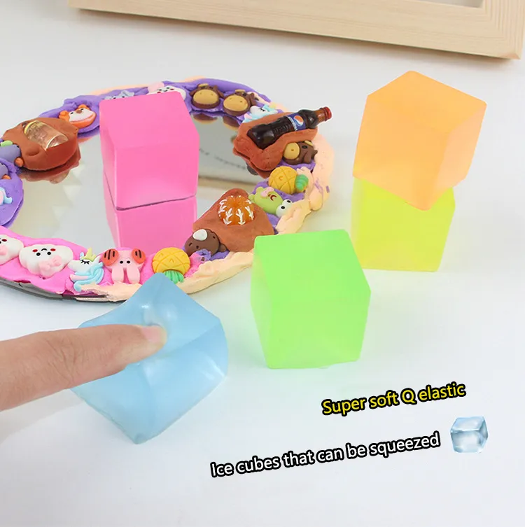 Bola Antiestrés Cubo De Hielo Transparente Con Patrón De Copo De Nieve, Juguete Fidget De TPR Para Aliviar El Estrés
