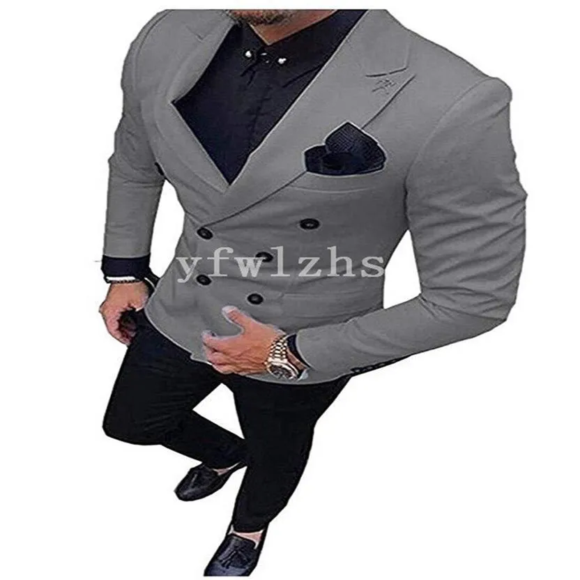 Les garçons d'honneur à double poitrine à double seigneur belles smoots de marié de pointe pic de pointe hommes costumes de mariage homme de bal veste blazer pantst cravate y2273k