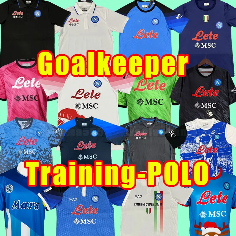 Fãs Versão do jogador Maradona 23 24 Napoli camisa de futebol 2023 2024 ZIELINSKI KOULIBALY INSIGNE MERTENS LOZANO OSIMHEN camisa de treinamento de goleiro POLO