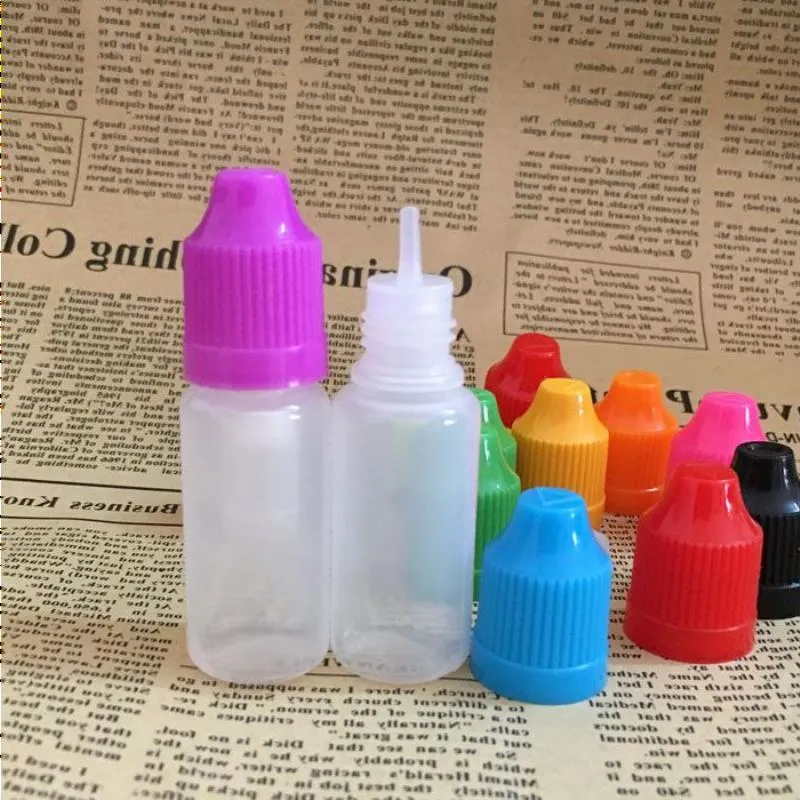 10 ml E Vloeibare flessen 1/3oz PE Plastic druppelaar fles met kindbestendige doppen 3000 pcs Lege e-Juice Oilflessen Begxe