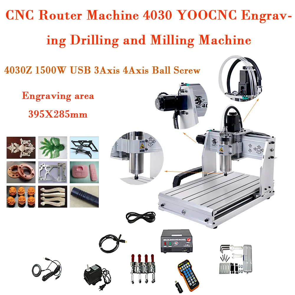 Houtbewerking snijmachine 4030Z 1500W USB CNC Router graveur 3axis 4axis balschroef gravure boren en malenmachine