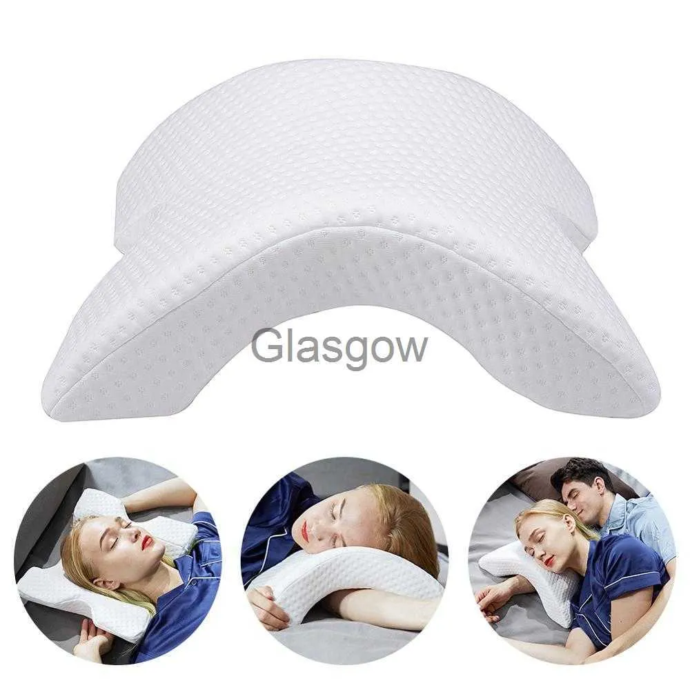 Sittdynor båge Ushaped Curved Memory Foam Sleeping Neck Cervical Pillow With Hollow Design Arm Rest Hand Pillow For Par Side Sleepers X0720