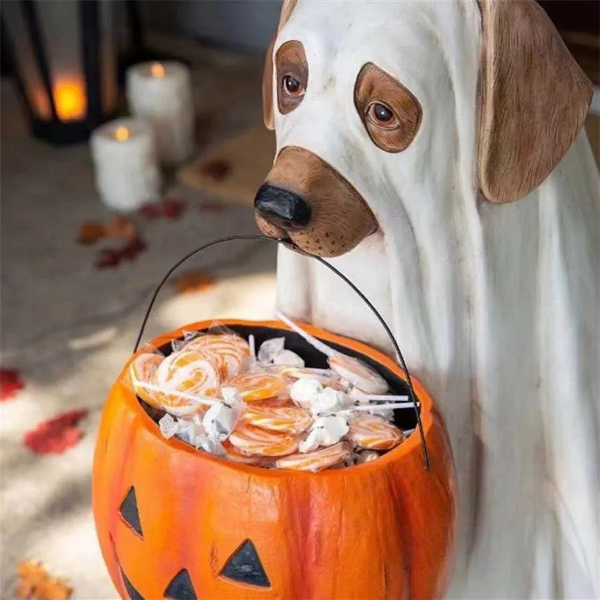 Decorazione per feste Decorazione di Halloween Cane Elfo Ciotola di caramelle Artigianato in resina per decorazioni natalizie Puntelli Decorazioni per feste del Ringraziamento fai da te 239x