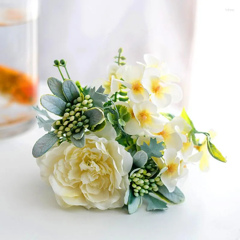 Dekoratif Çiçekler Yapay İpek Buket Simüle Şakayık Hydrengea Ev Düğün Çiçek Düzenleme Süsler Süslemeler