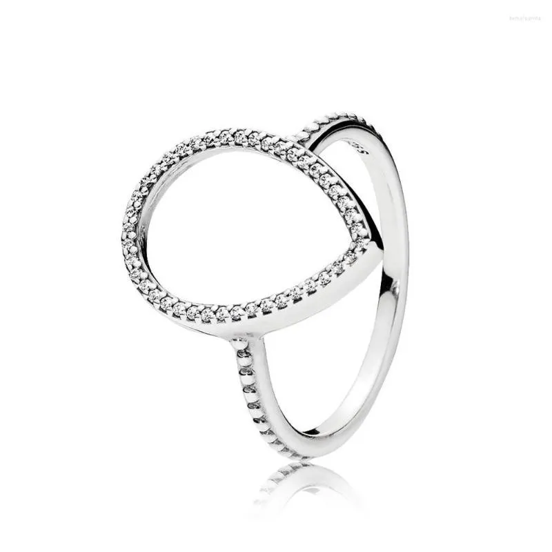 Cluster Rings Authentic 925 Sterling Silver Teardrop Silhouette Fashion Ring for Women Gift DIY Jewelry