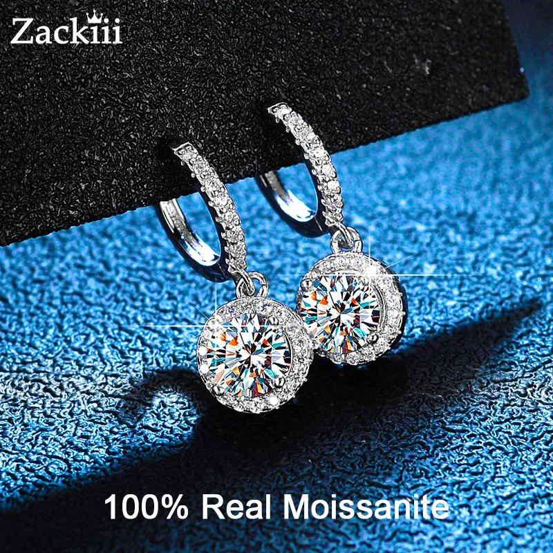 Boucles d'oreilles créoles certifiées pour femmes Boucles d'oreilles pendantes en argent sterling avec diamants ronds Boucles d'oreilles pendantes minuscules cartilage 230719