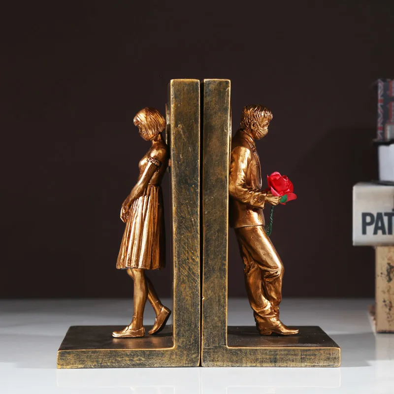 Decorative Objects Figurines Resin Banksy Figures Bookshelf Bookend Book Ends Decoration Art Display Desktop Home Study Room Decor Object Items 230719