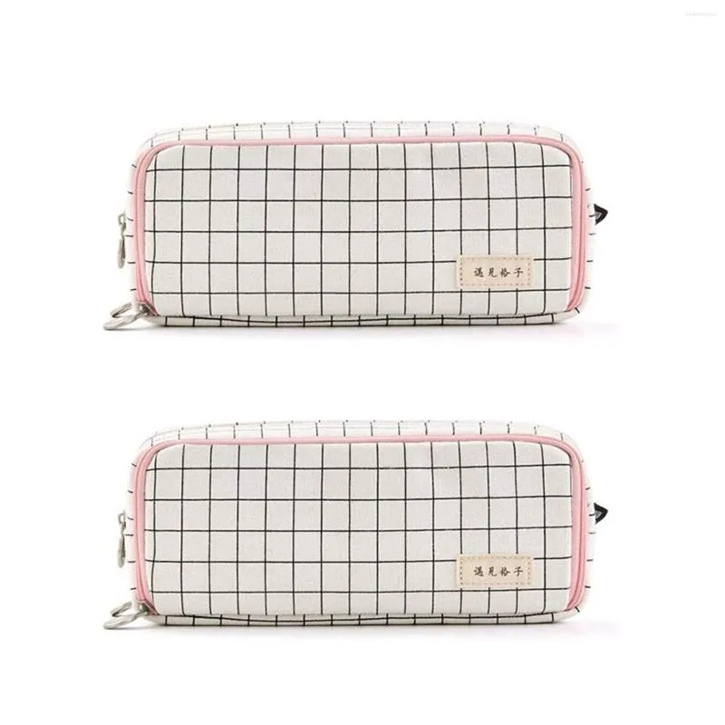 Grande trousse à crayons grande capacité 3 compartiments pochette en toile pour garçons filles écoliers A