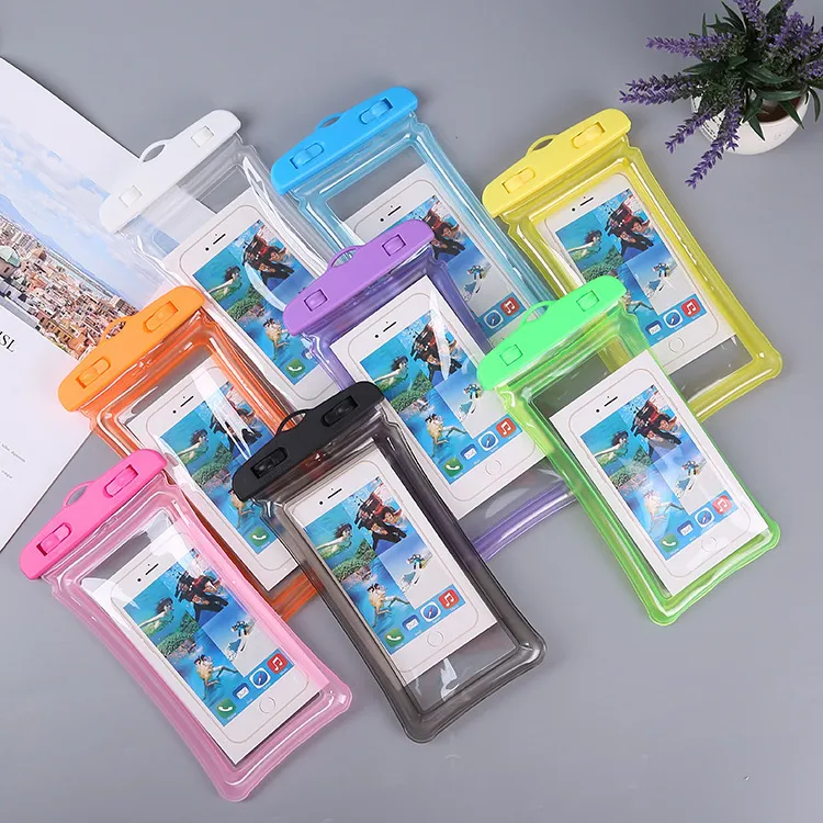 İPhone 11 12 13 14 Xiaomi Redmi Samsung Telefon Kılıfları için Noctilucent PVC Evrensel Yüzme Su Geçirmez Torba