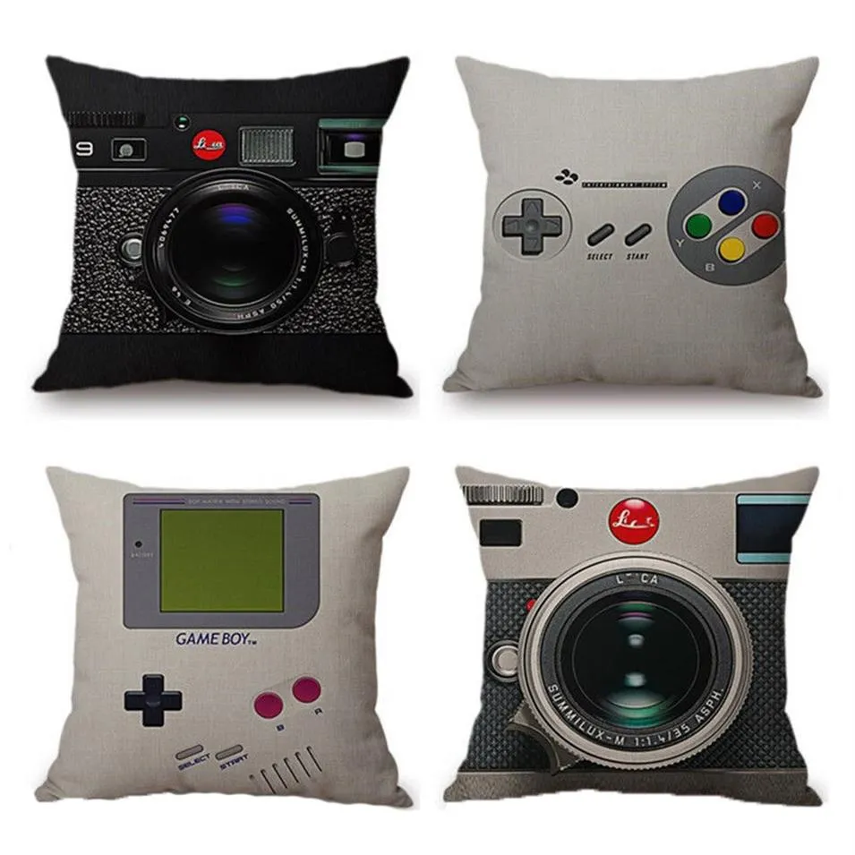 Sofá decorativo Vintage juegos controlador algodón Lino cuadrado funda de almohada 45x45CM funda de almohada hogar Oficina coche sofá Decor310L