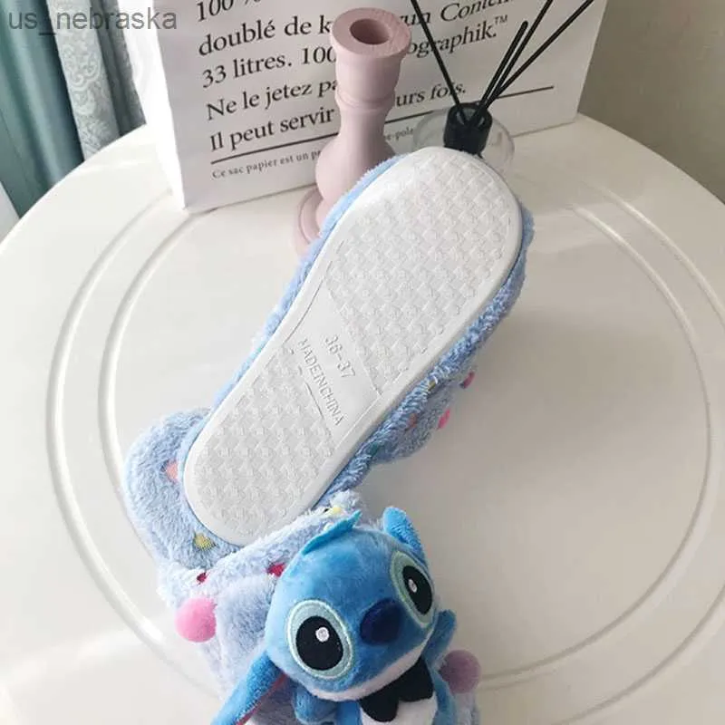 Stitch Lilo Plush Slippers Indoor Cotton Women Couple Home Shoes Cute  Cartoon Child Adult Toys Gifts Dormitory Flat Furry L230518