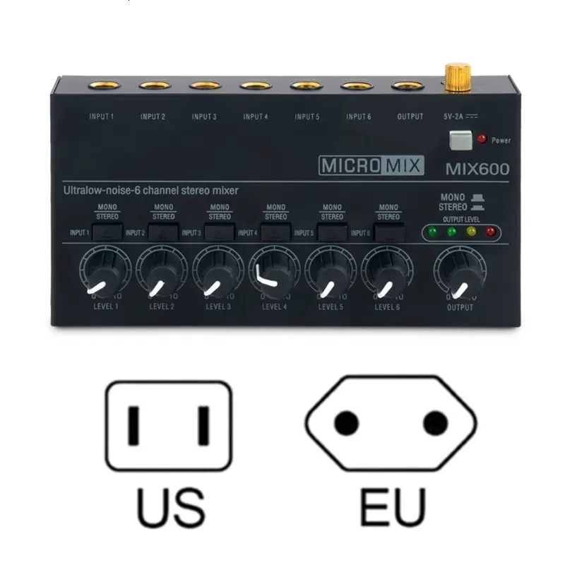 Наушники наушников 6channel Portable Stereo Sound Mixer Professional Multichannel Mini Line 230719