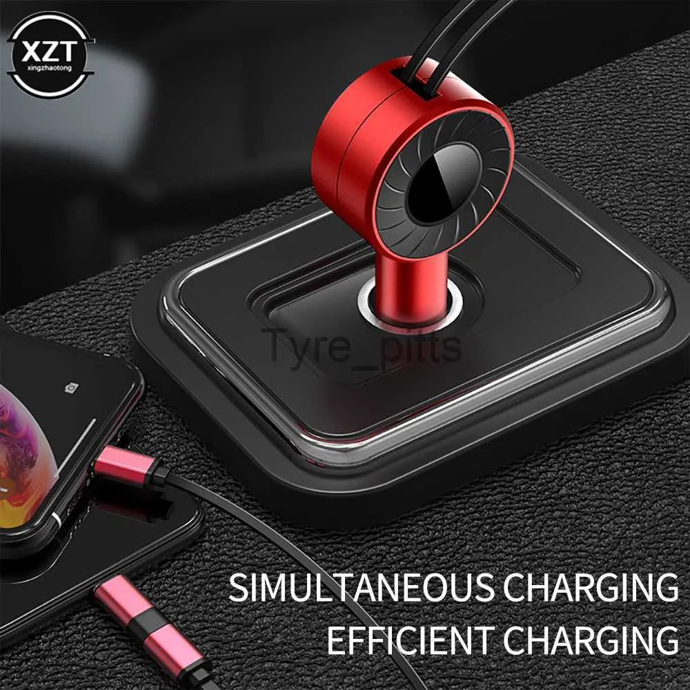 Other Batteries Chargers 3 In 1 Fast Charger USB Type C Cable For Samsung IPhone Android Phone Charging Micro USB Cable Retractable Auto Car Accessory