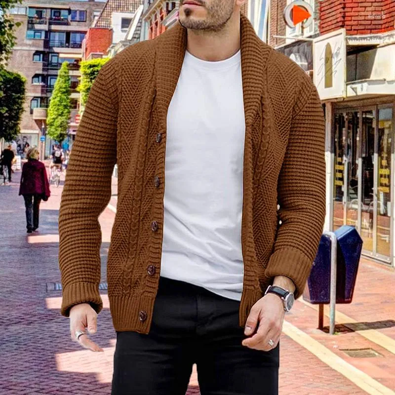 Comprar Cárdigan de algodón para hombre, suéter de calidad para hombre,  suéteres de punto con cuello vuelto a la moda, novedad de invierno de 2023