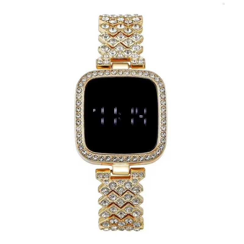 Autres Montres Mode Tendance Chaîne en Acier avec Diamants Montre Femme Plein Diamant Écran Tactile LED Bracelet 230719