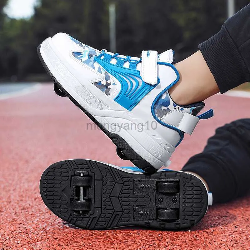 Inline Roller Skates 2023 New Roller Skate Shoes Kids 4 Wheels Outdoor Sports Casual Deformation Sneakers Boys Girls Footwear Sliding Toys Gift 31-43 HKD230720