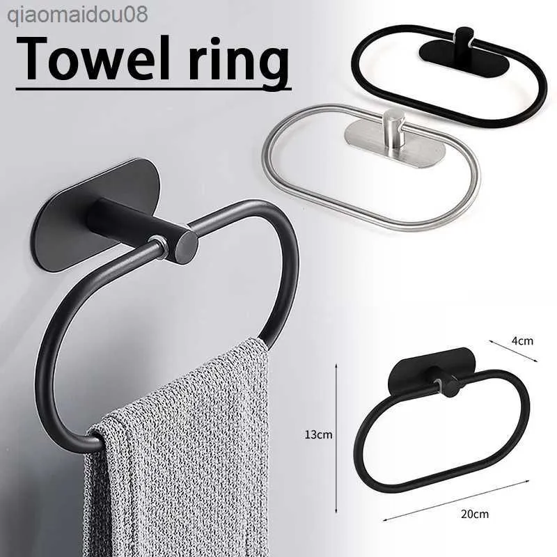Varm försäljning oval handduksring rostfritt stål hängande handduk för badrum kök accessorie väggmonterad handduk rack badrum l230704