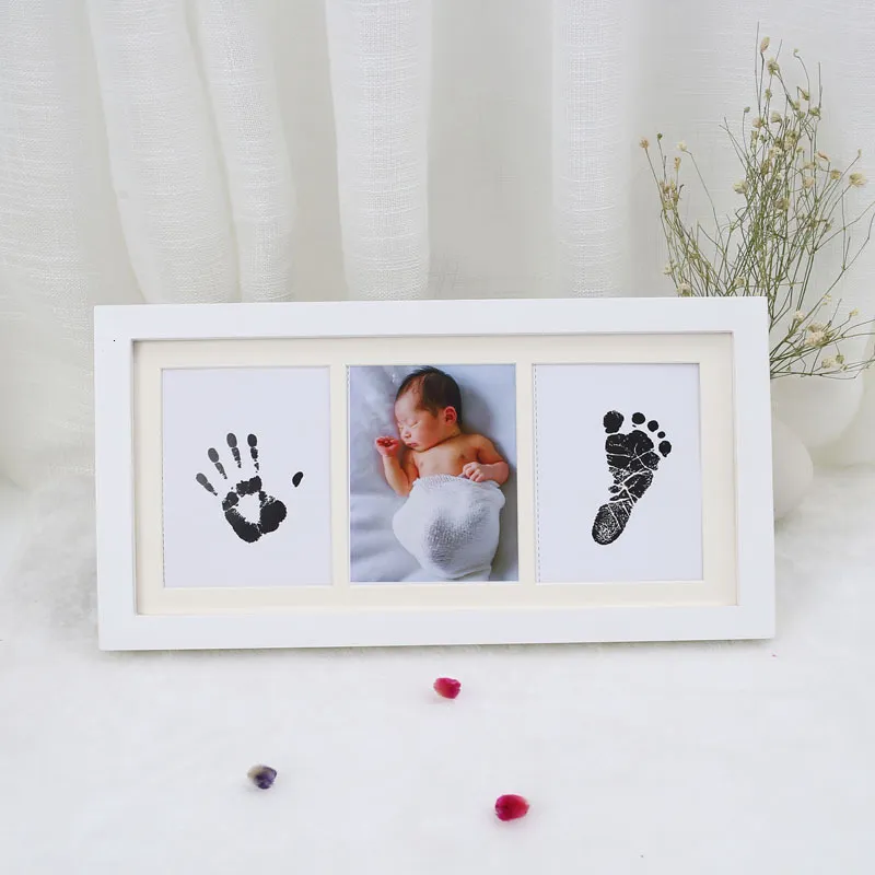 Souvenirs nés Memorial Ink Hand Foot Print Po Frame Baby DIY Handprint Footprint Picture Frame Growing Souvenir Items Paw Print Pad 230720