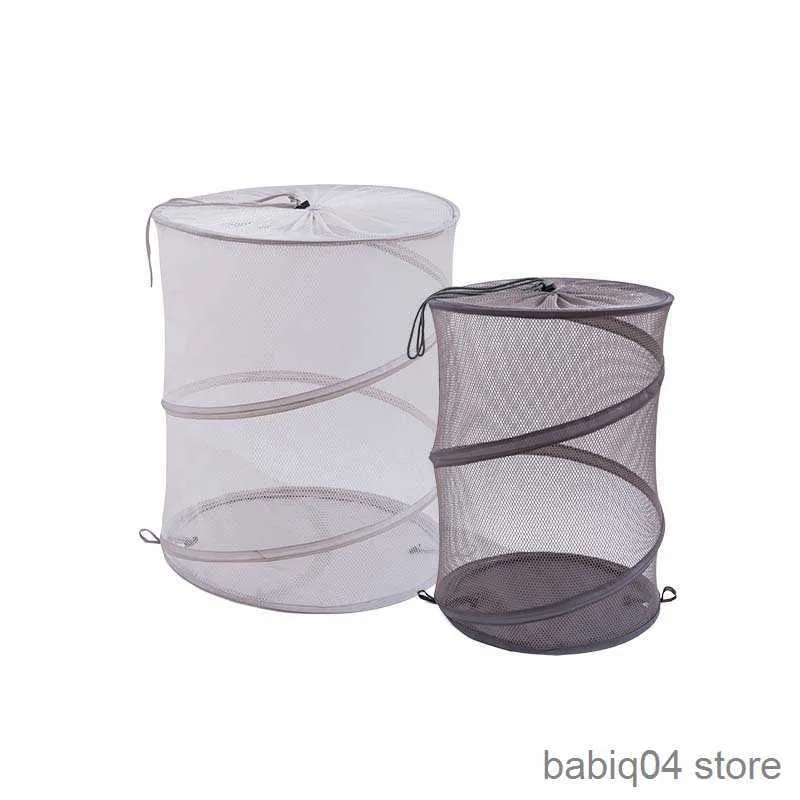 Paniers De Rangement Panier À Linge Pliant Élasticité Cordon De Serrage Maille Jouet Sac De Rangement Creux Respirant Ménage Panier Divers Organisateur R230720