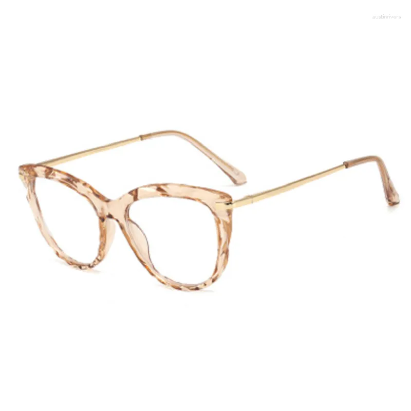 Lunettes de soleil Cadres Vintage Rouge Cat Eye Métal Anti-Rayonnement Lunettes Optique Ordinateur Spectacle Cristal À Facettes Lunettes 2023