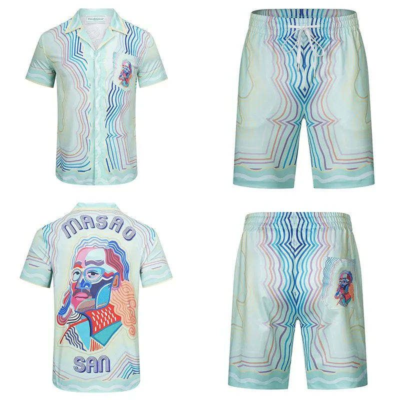 Casablanca Designers Womens Lovers Hawaii Vacation Beach Swim Casual Shirt Shorts Set Masao San Suits Designer Quick Dry Fabric Co305Q