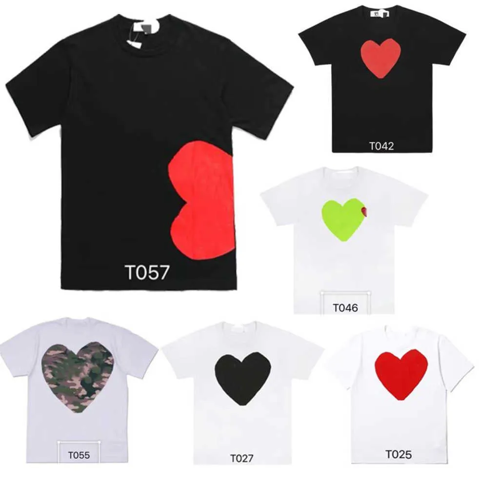 Модные мужские игровые футболки дизайнер Red Heart Commes Commual Women Des Badge Garcons High Quanlity Tshirts Хлопковая вышивка