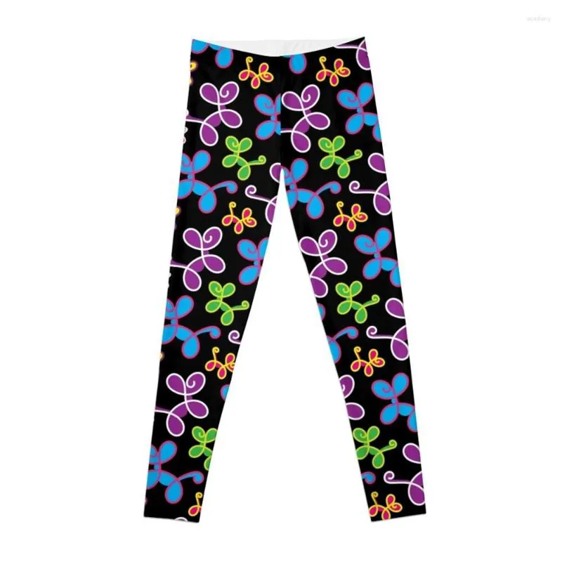 Active Pants Swirly Dogs - Balão elegante em leggings pretas para mulheres academia esportes femininos