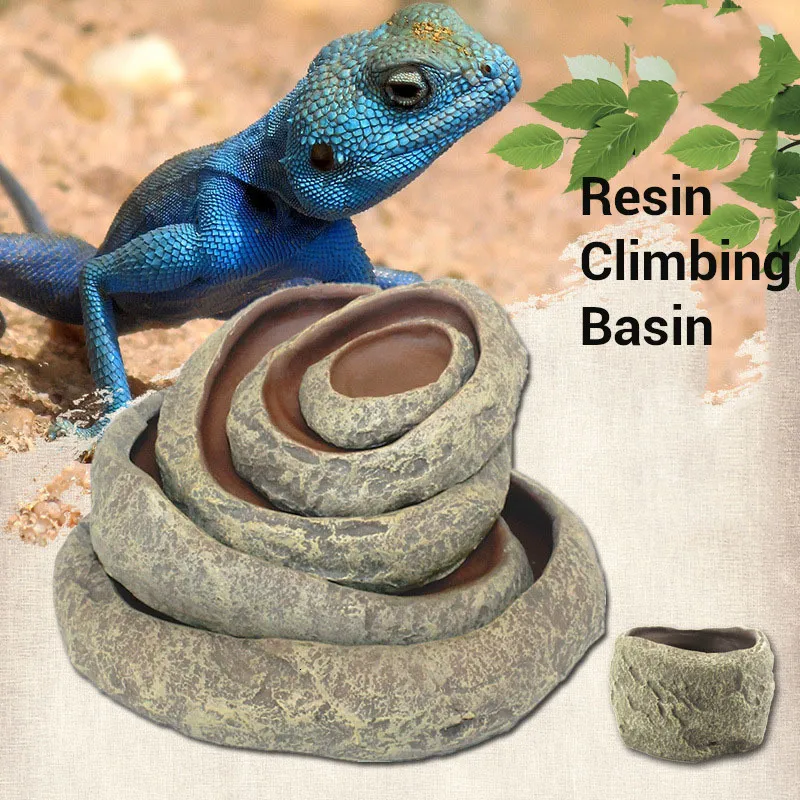 Reptile Supplies Crawler Pet Feeder Bowl Basin Resin Non Toxic