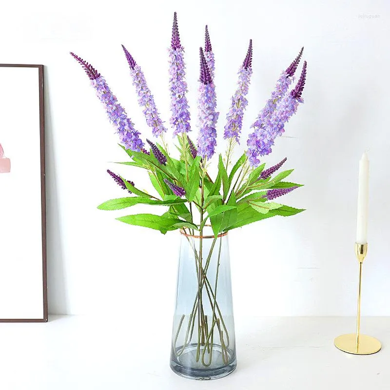 Decoratieve Bloemen Simulatie Lavendel Bloem Pastorale Thuis Regelen Bruiloft Decor Kleine Verse Nep Planten Enkele Lange Paal Etalage