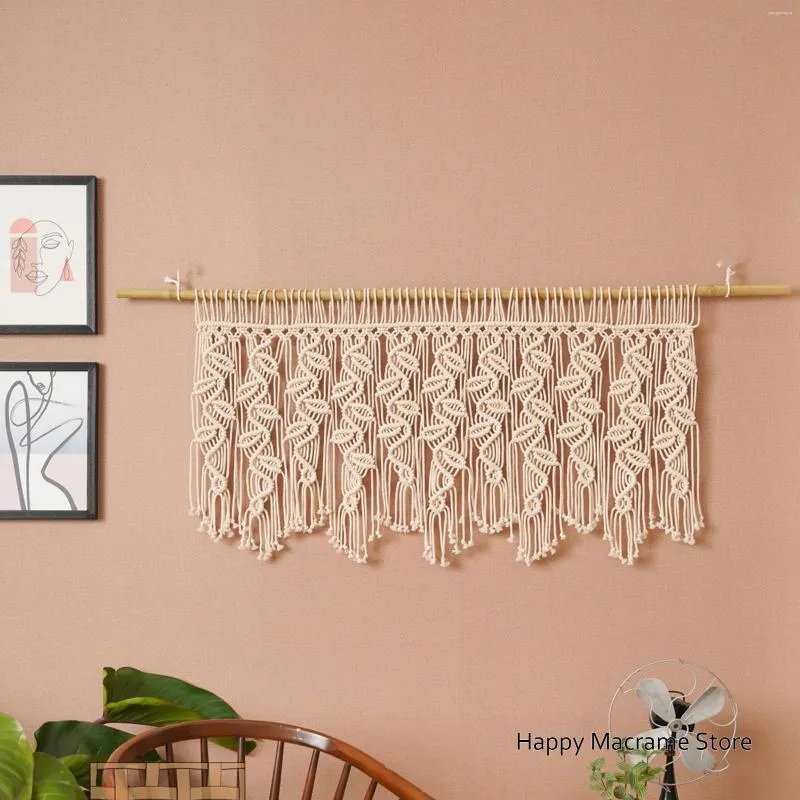 Tapisseries macramé fenêtre rideau cantonnière tenture murale Boho décor à la maison perlé porte décor-tige non incluse