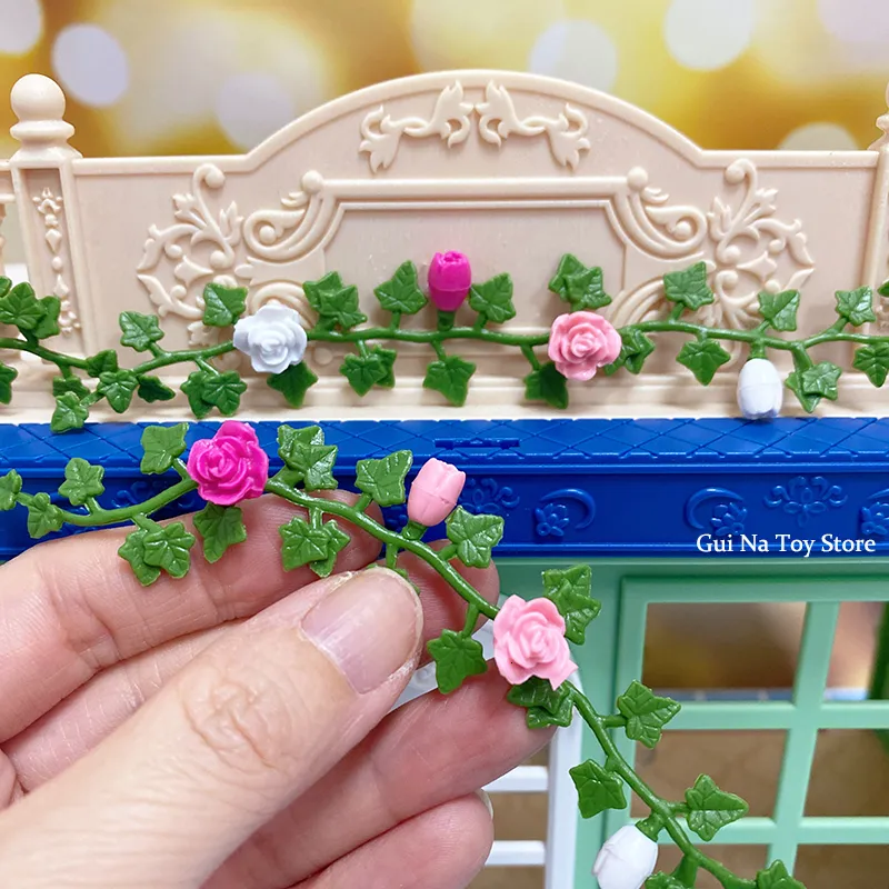 Tools Workshop 12pcs Dollhouse Simulation Mini Decoration Garden Scene Flower Strip Hanging Ring Bodo Wild Flower Rotan Miniatuurmodel speelgoed 230720